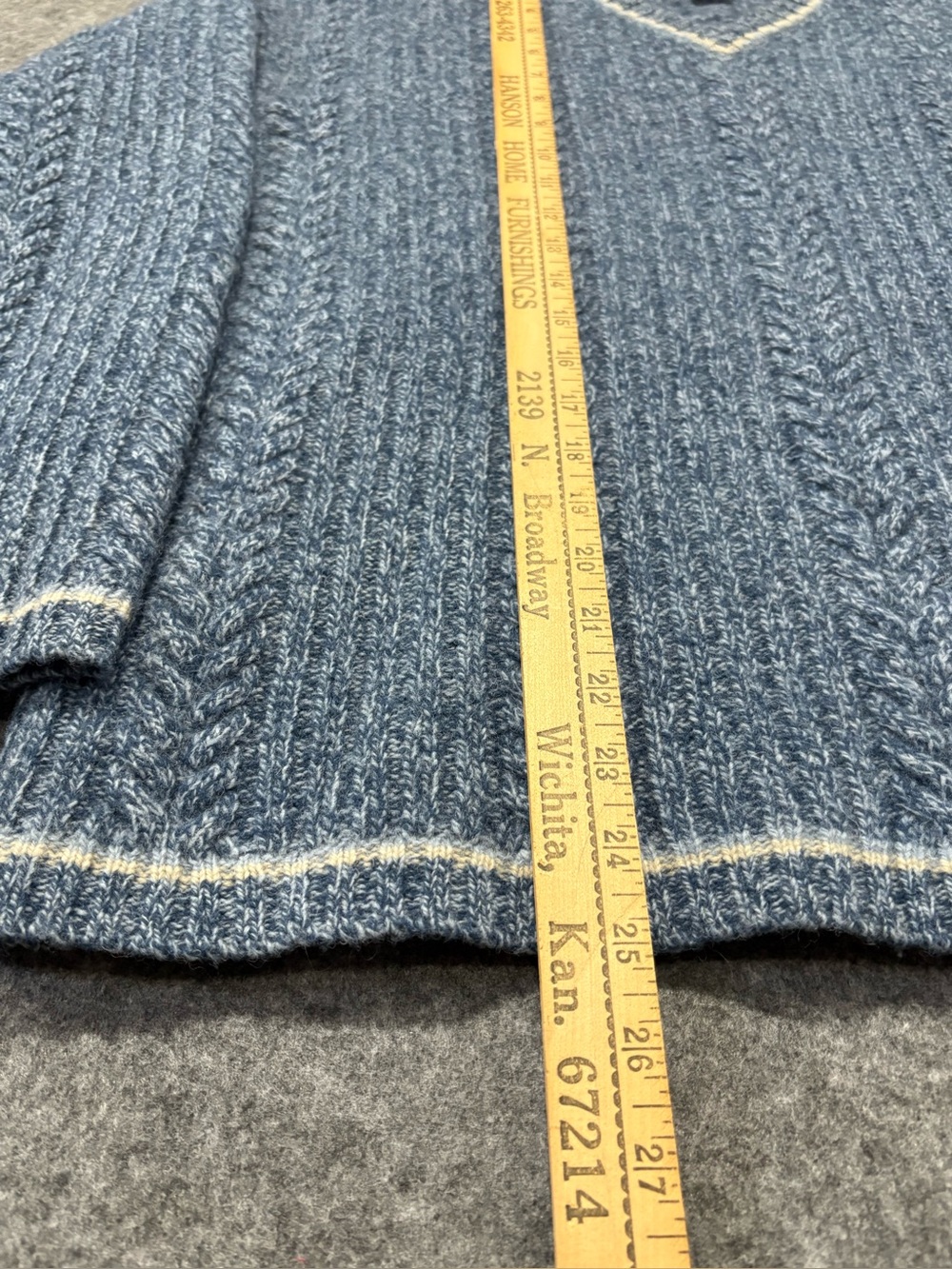 Vintage Pure Shetland Wool Chunky Ribbed Cable Knit Sweater Womens Blue M Preppy - Picture 7 of 10